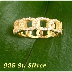 925 ST SILVER & CZ PAVED WEDDING BAND RING